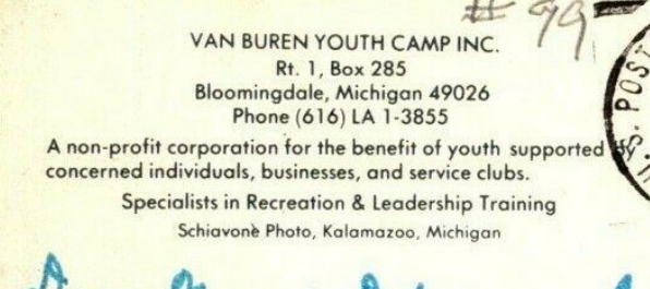  Van Buren Youth Camp - OLD POSTCARD